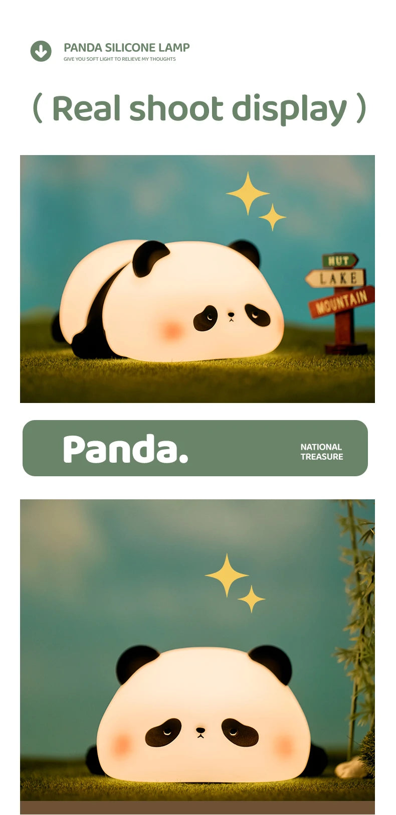 Animal Shaped Night light LED cute panda rabbit light USB charging timed bedside decoration Children's eye protection