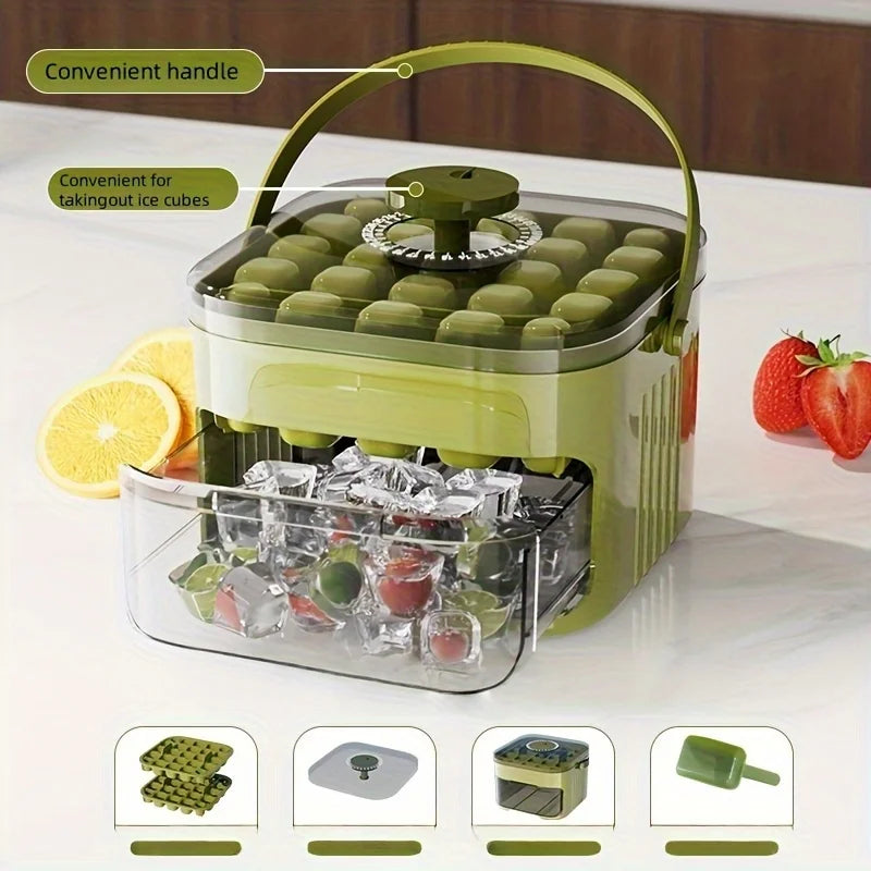 50 Grid Handheld Press Type Ice Cube Mold (no Power Required) Double-layer Design, Essential Kitchen Tool for Refrigerators