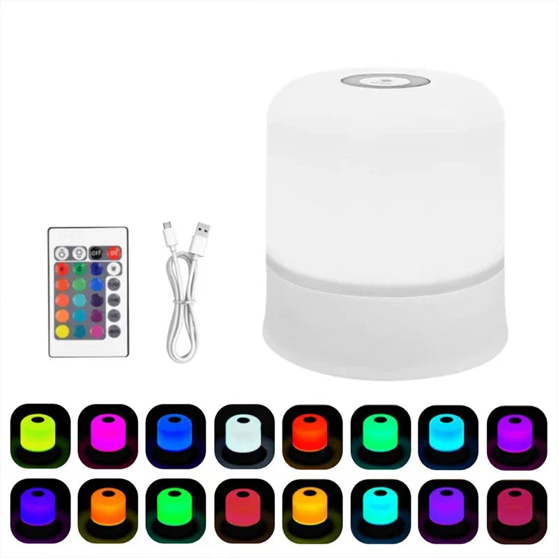 Night Light 16 Colors RGB Dimmable Small Lamp,Portable Stepless Dimming Touch Lamps for Bedroom, Color Changing LED Lights