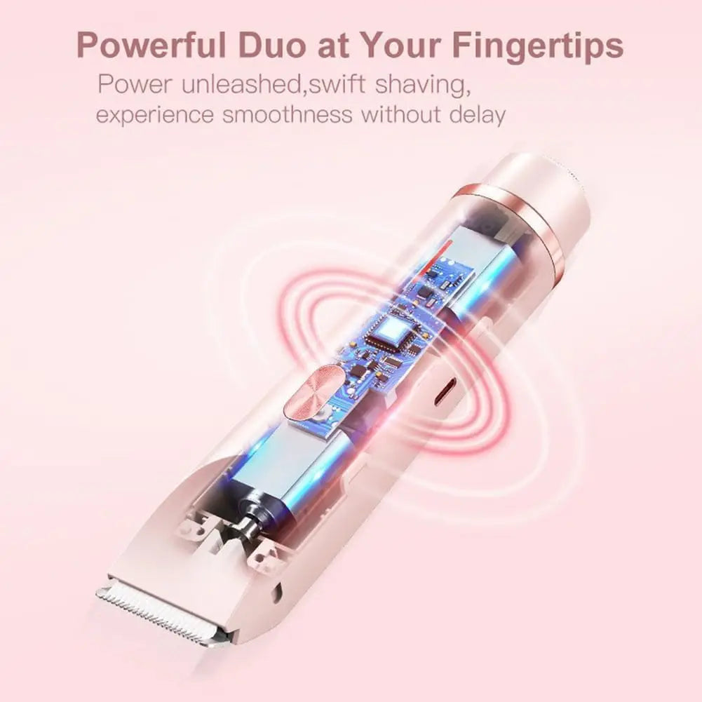 2-in-1 dual head women's electric shaver, women's electric hair clipper, women's electric trimmer, ideal New Year gift