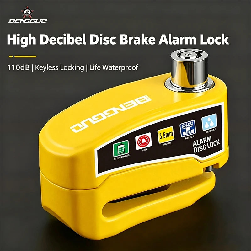 Scooter Motorcycle Burglar Alarm Lock Waterproof Bicycle Alarm 110db Warning Security Lock Moto Disc Brake Padlock Accessories