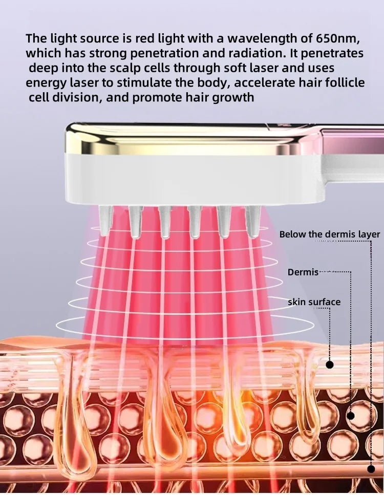 Laser hair comb Electric Vibration Massage Comb Red Light Therapy Hair Growth Massage Scalp Brush Liquid Oil Applicator