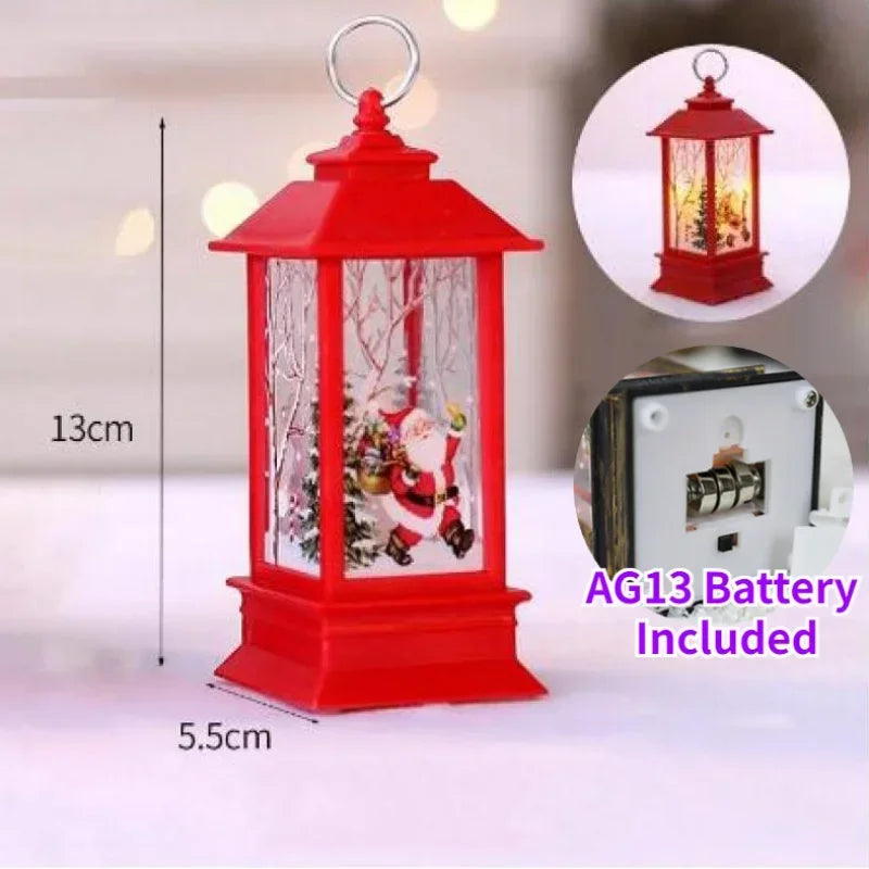 LED Night Lights Vintage Portable Oil Lamp Battery Powered Home Hanging Lanterns Child New Year Gift Christmas Party Decoration
