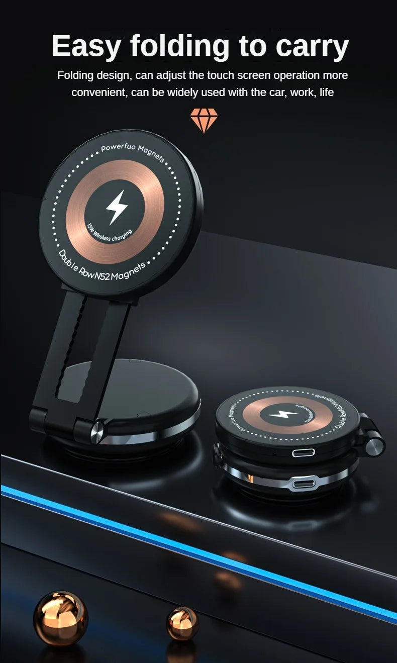 Magnetic Car Mount Strong Magnet 15W Wireless Charging Phone Holder Fast Car Charger for iPhone 12 13 14 15 Smartphone Stand