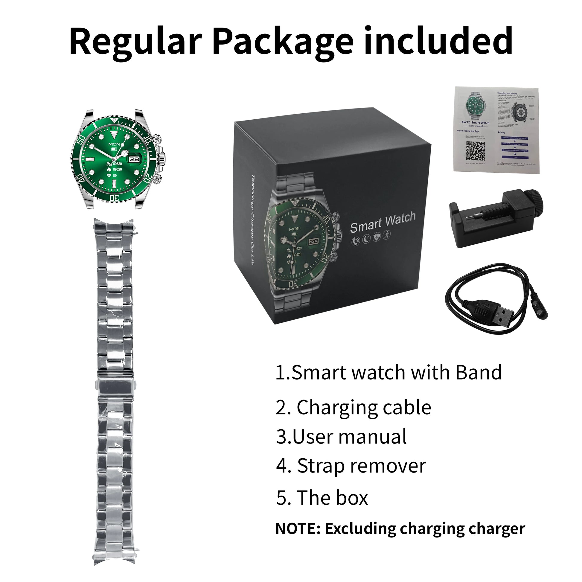 Smart Watch Man Smartwatch AW12 high-end luxury 2024 Android IOS Korean Support Steel Connected Replica Miltary pk gts4 global