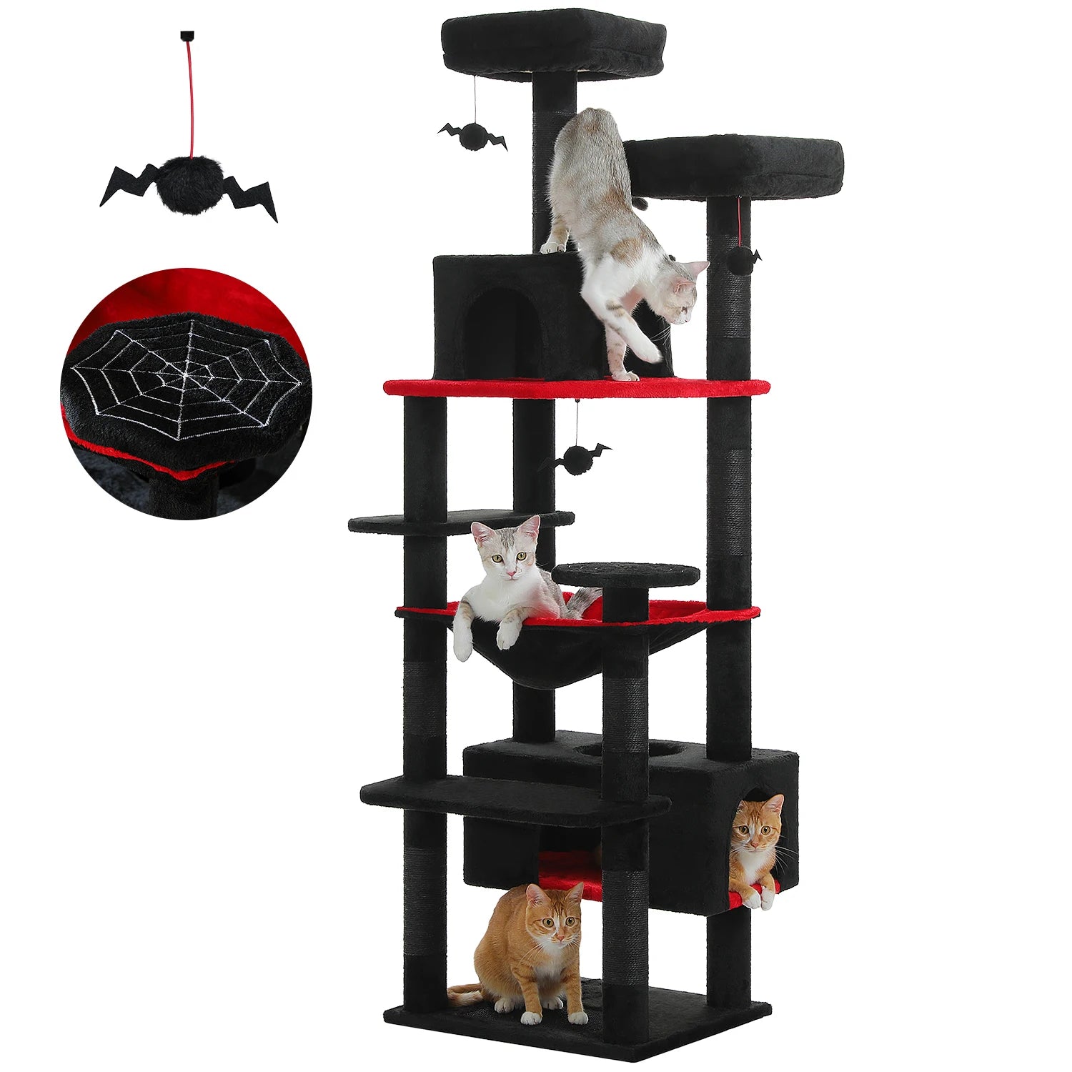Large Cat Tree and Tower for Indoor Cats With Sisal-Covered Scratching Posts Spacious Hammock Padded Perches and Condos Cat Toys