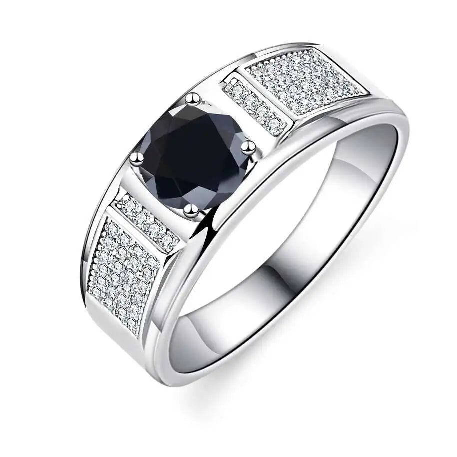 TY Classic Men's 1.0 Carat Real Moissanite white Ring 18K White Gold D Color Diamond Engagement Wedding Fine Jewelry Gift