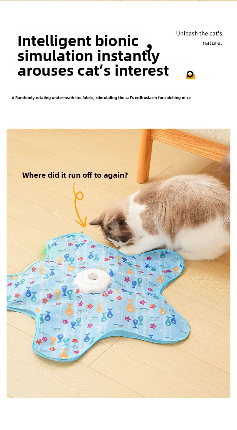 Cat Toys Interactive Hide and Seek Cat Toy with Mouse Squeaky Motion Activated Moving Concealed Feathers Kitten Teaser Toy