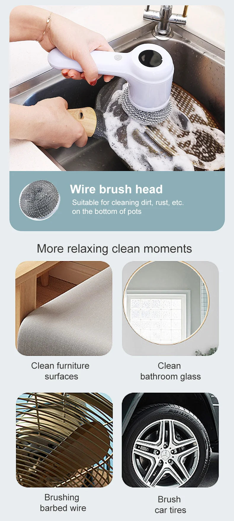 Multi-functional Electric Cleaning Brush for Kitchen and Bathroom - Wireless Handheld Power Scrubber for Dishes, and Pans