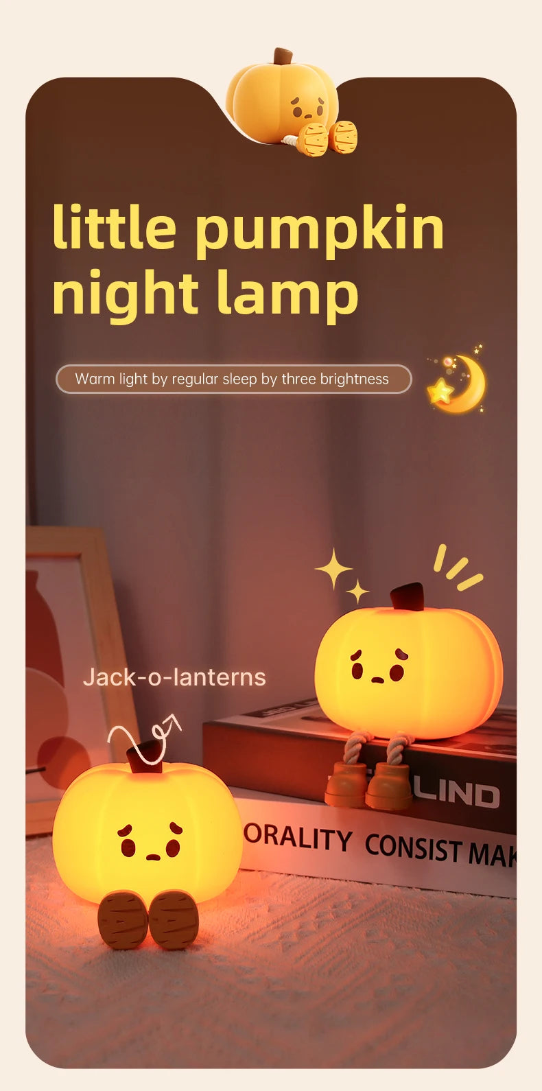 Mushroom Night Light LED Rechargeable USB Table Lamp Desk Room Decoration Baby Nursery Kids Birthday Gift Animal Pumpkin Lantern