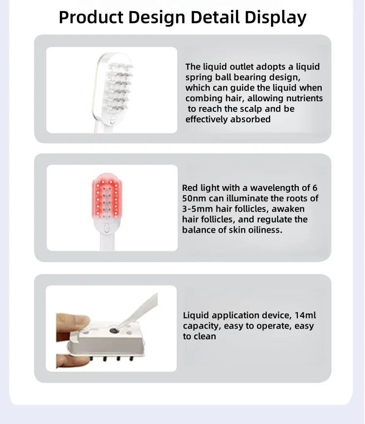 Laser hair comb Electric Vibration Massage Comb Red Light Therapy Hair Growth Massage Scalp Brush Liquid Oil Applicator