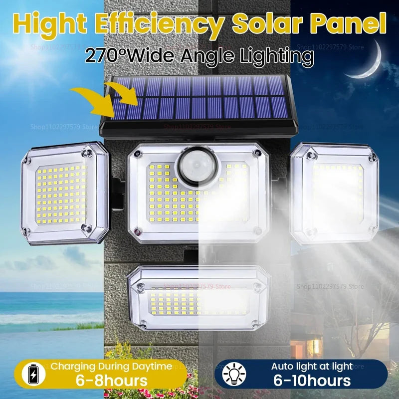 122/333 Led Outdoor Solar Lights Motion Sensor Powerful Led Lamp Spotlight Sunlight Energy Waterproof For Exterior Garden