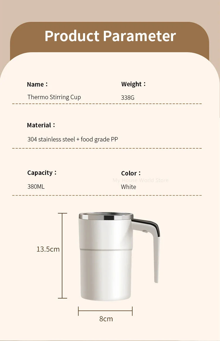 Automatic Stirring Cup Rechargeable Portable Coffee Electric Stirring Stainless Steel Mixer Rotating Magnetic Self Stirring Mugs