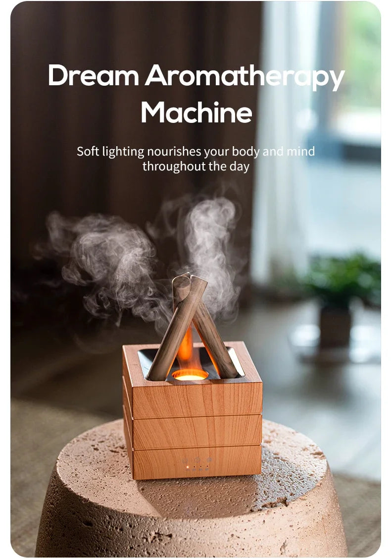 280ml Flame Aroma Diffuser USB Air Humidifier Colorful Atmosphere Light and Remote Control Bonfire Essential Oil Aroma Diffuser