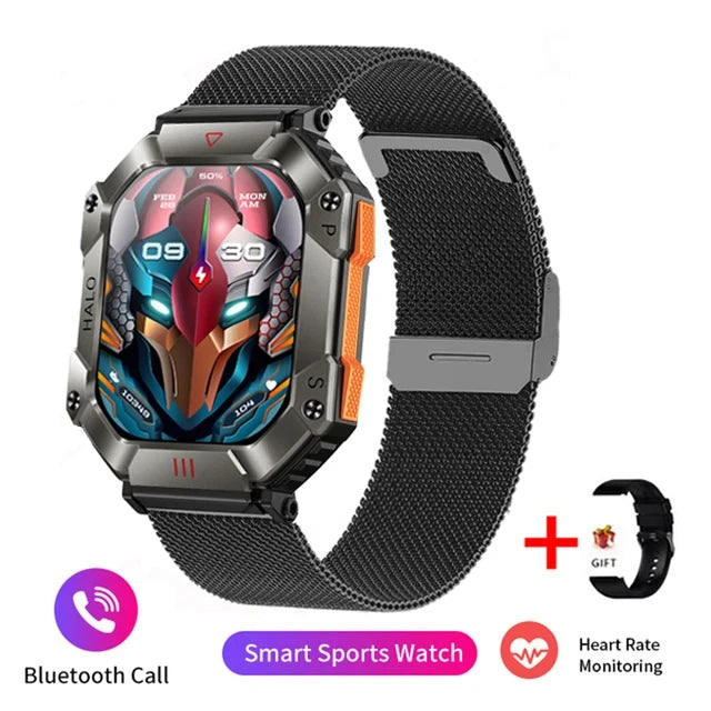 GEJIAN GPS Military Smart Watch Men For Android IOS Ftiness Watches Ip68 Waterproof 2.0'AI Voice Bluetooth Call Smart Watch