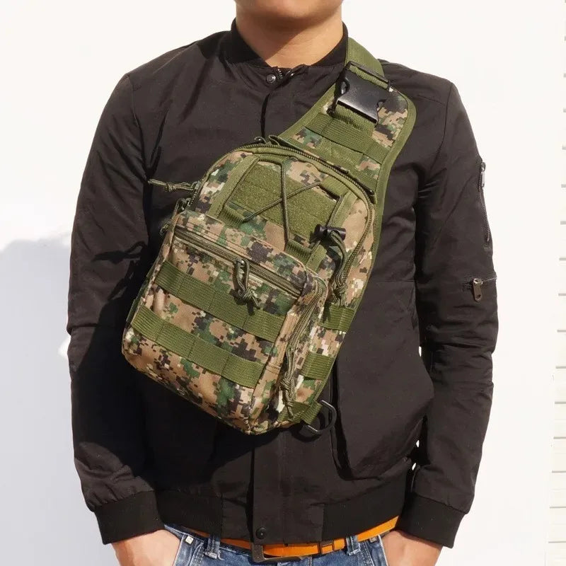 Men's outdoor Chest bag Camouflage Shoulder Bag Sling Backpack 900D Oxford Mountaineering Camping Fishing Trekking