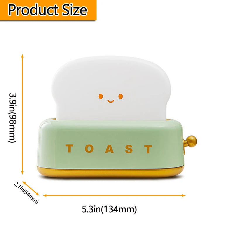 Bread Toast Table Light Toaster Nightlight Creative USB Rechargeable Led Lamp Decor Holiday Baby Bedroom For Birthday Gift
