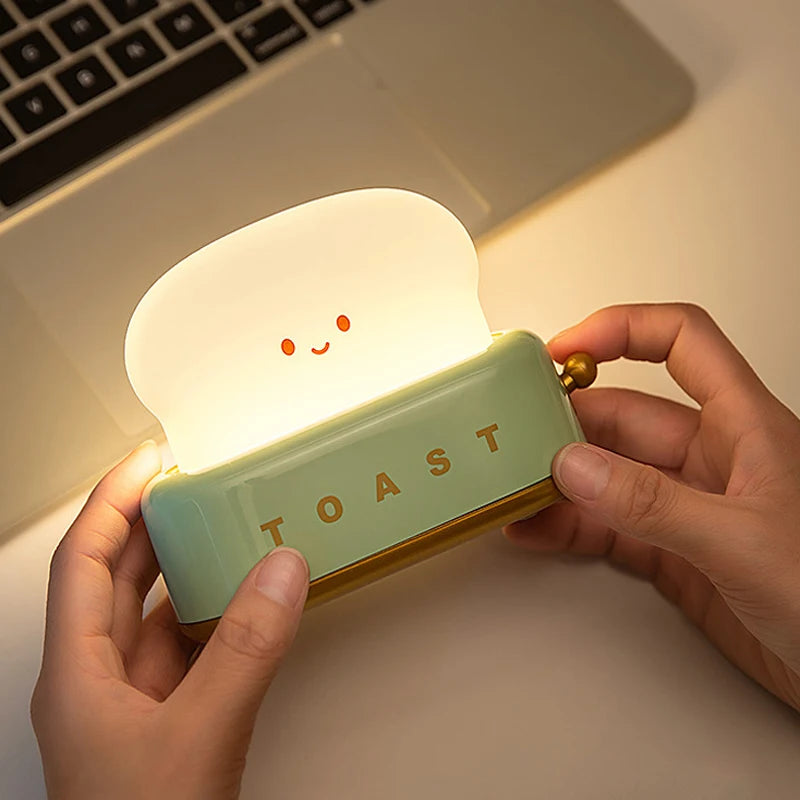 Bread Toast Table Light Toaster Nightlight Creative USB Rechargeable Led Lamp Decor Holiday Baby Bedroom For Birthday Gift