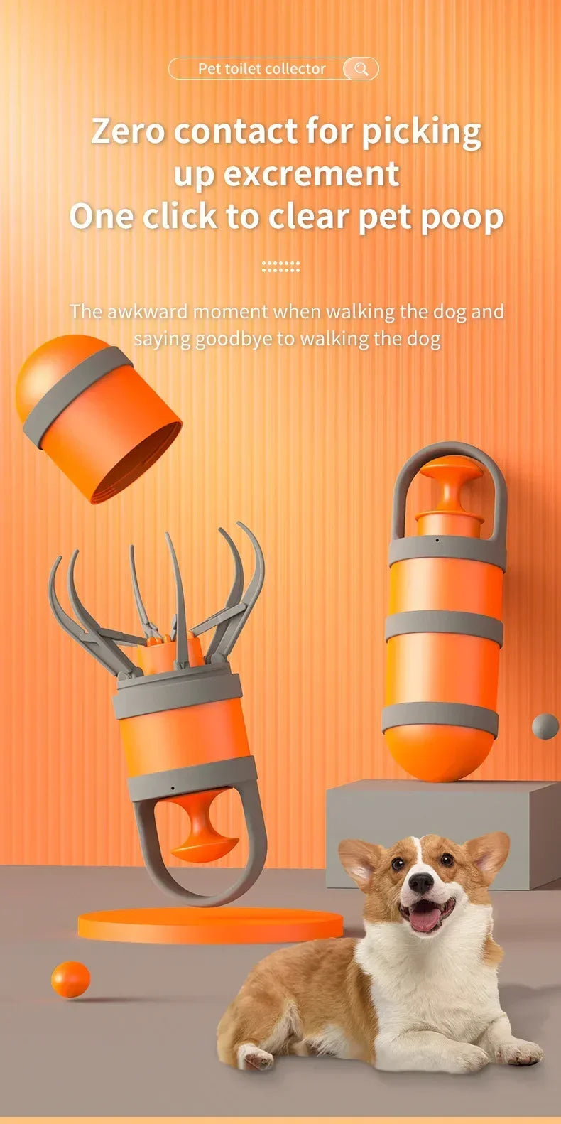 Pet Excrement Picker Cat Dog Zero-contact Toilet Picker Walking Dog Excrement Shovel Garbage Bag Dispenser Dog Accessories