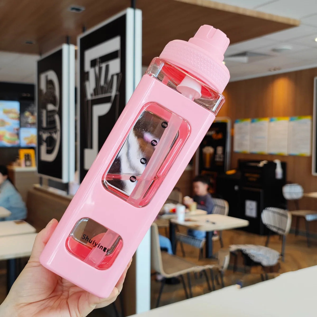 1 White 700/900ml Sports Water Bottle Portable Straw Cup Suitable for Outdoor Sports, Cycling, and Home Portable Water Cup