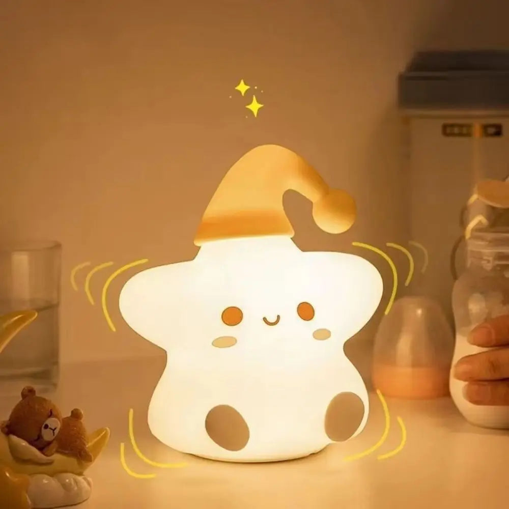 LED Silicone Night Light Little Star Creative Bedside Touch Table Lamp Bedroom Decoration Kawaii Gift For Kid Children