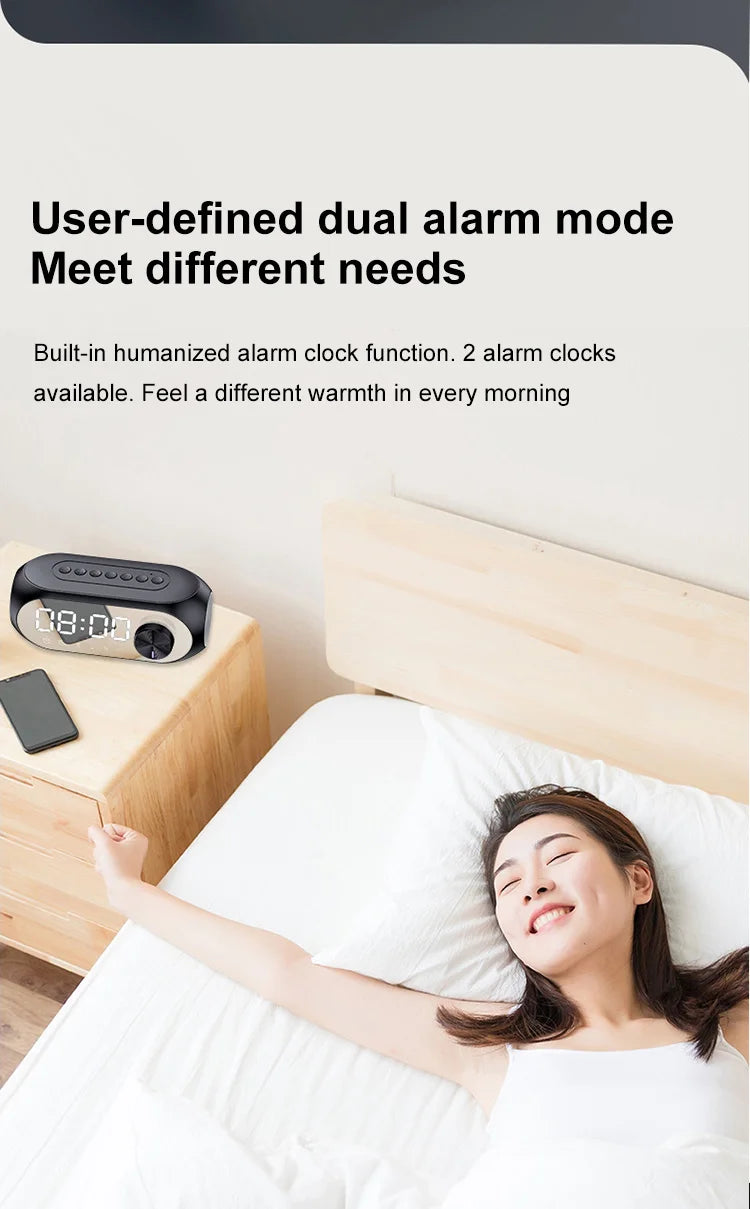 Alarm Clock Radio FM Bluetooth Speaker Portable Subwoofer Caixa De Som Sound Box Music Wireless Mini Woofers Bocina Lamp Column