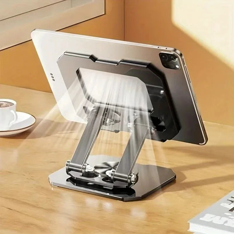 360° Rotatable Metal Tablet Stand Adjustable Foldable Desktop Stand Holder Heat Dissipation Compatible For Tablet Computer