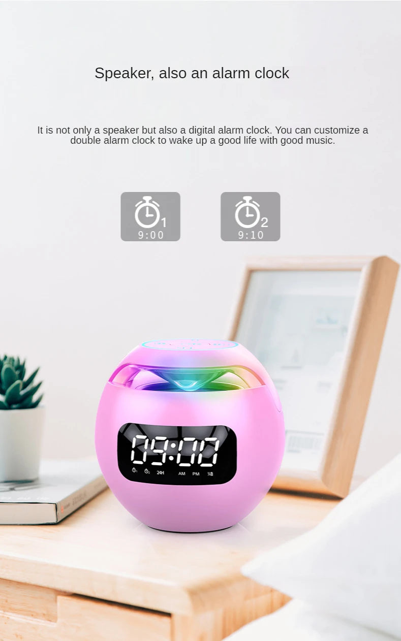 G90 New Clock Colorful Bluetooth Speaker Mini Portable Household Ball Card Lock and Load Spray Bluetooth Speaker