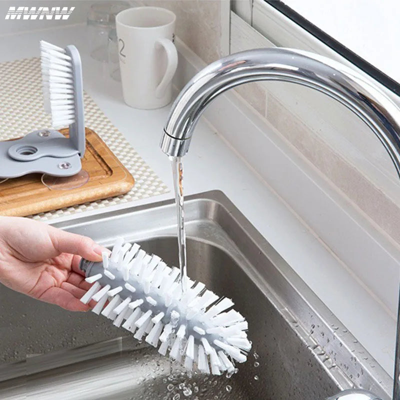 Detachable Type Sucker Cup Brush Milk Bottle Cleaning Brush Water Bottles Cleaner Glass Cup Cleaning Brush Kitchen Tools