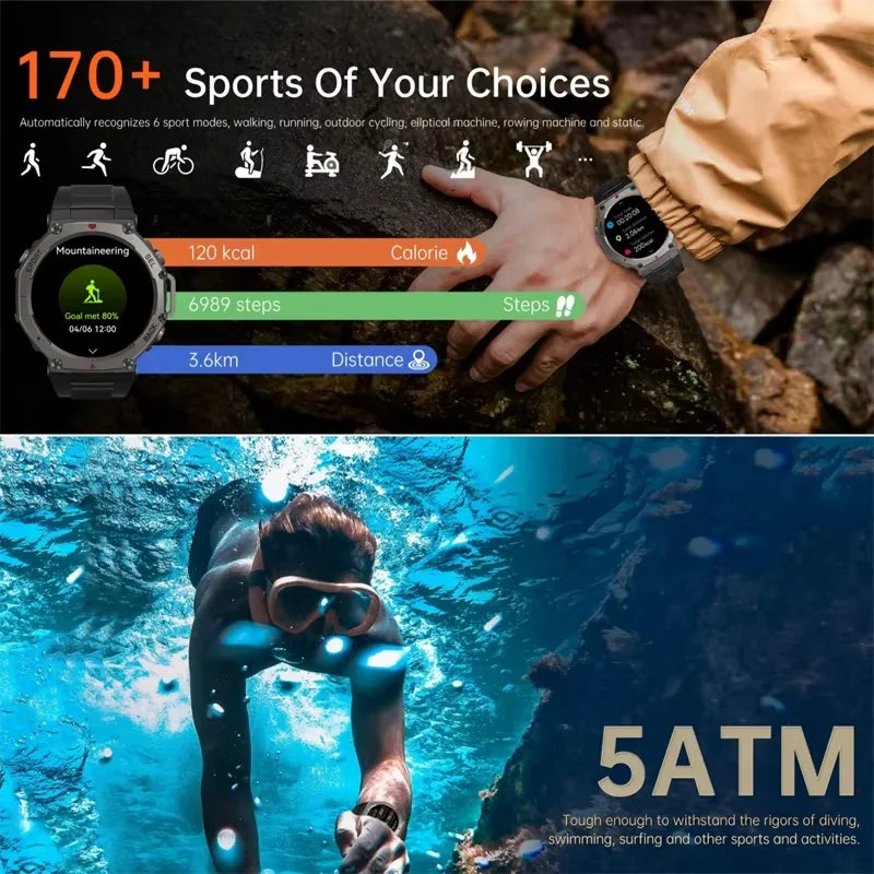 Smart Watch For T-Rex 3 GPS Smartwatch AMOLED Touch Screen 5ATM Outdoor Compass Smart Fitness Sport Monitor Men Watch ForXiaomi