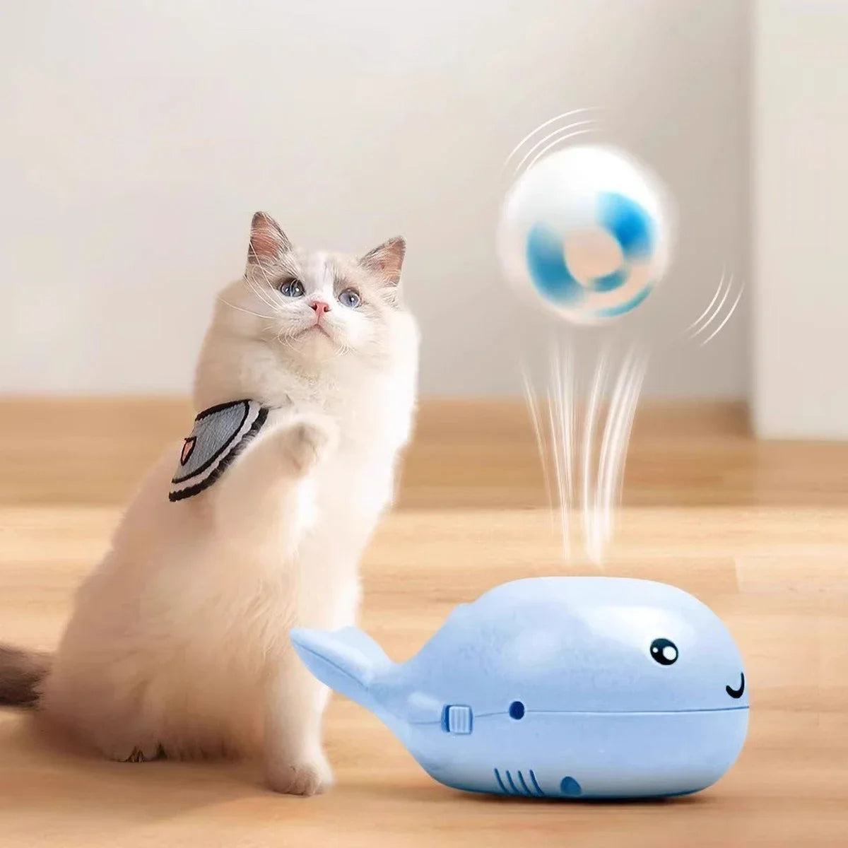 New Electric Floating Ball Cat Toy  - Whale - shaped, USB - powered, Dual - function Fan, Portable & 3C Certified Pet Toy