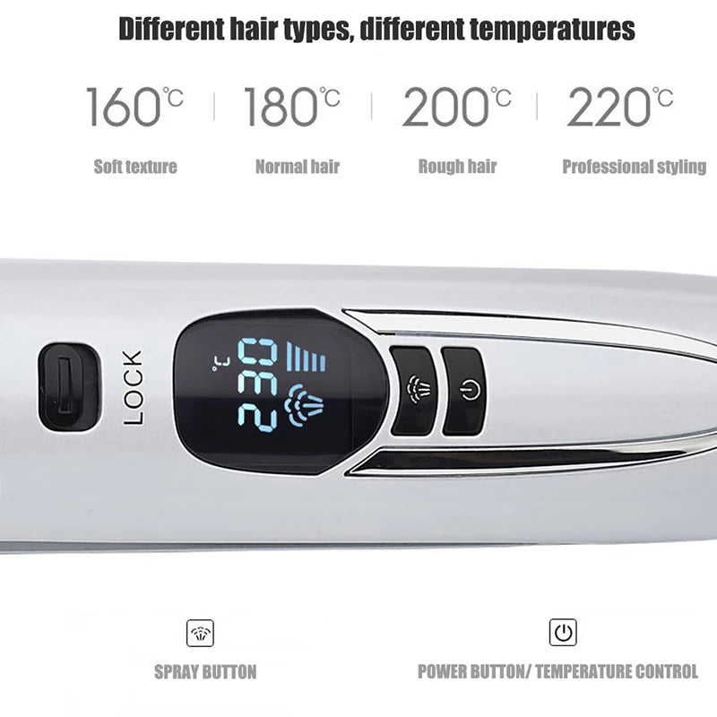 Professional Hair Straightener Brush Heating Hot Hair Combs Dual Voltage Titanium Curling Iron Steam Flat Iron