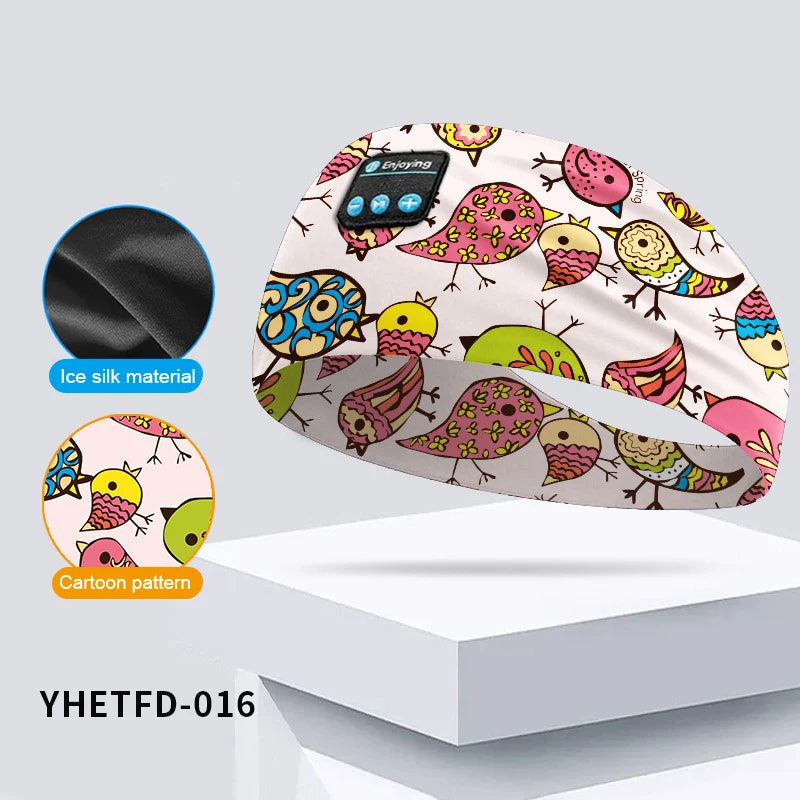 Kids Bluetooth Headphone Music Sport Headband Sleep Mask Wireless Stereo Player Support Handsfree Soft Cute Cartoon Headbands