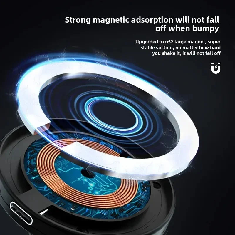Magnetic Car Mount Strong Magnet 15W Wireless Charging Phone Holder Fast Car Charger for iPhone 12 13 14 15 Smartphone Stand