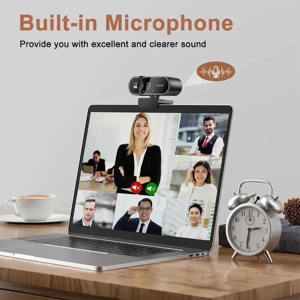 4K Full HD Webcam with Microphone Autofocus 8MP Website Camera for Windows PC Laptop IOS Macbook External Web Cam Video Calling