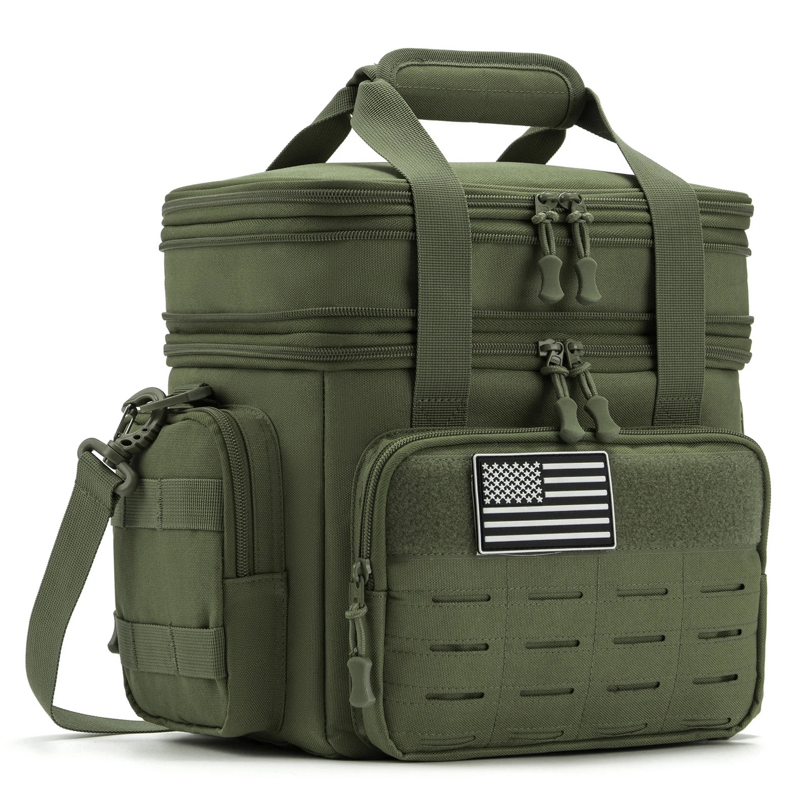 Tactical Lunch Box Expandable 18L Insulated Cooler Bag Leak Proof Lunch Bag for Work Camping Outdoor Picnic MOLLE Weave Strap