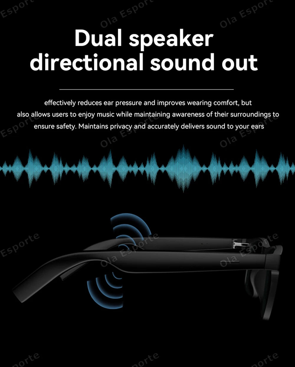 Ola Esporte New Smart Glasses Bluetooth Call Sunglasses Multi-functional Anti-Blue Light Sunglasses Wireless Headset Men Women