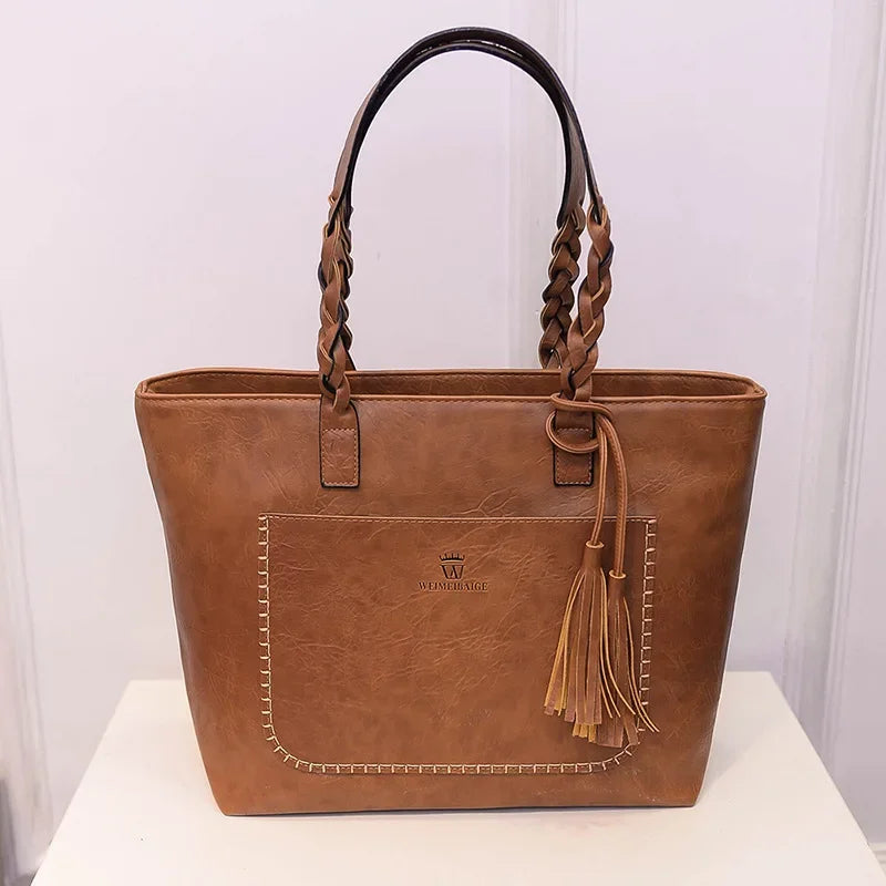 Bag Fashion Women Leather Handbag Brief Shoulder Bags Black White Large Capacity Luxury Handbags Tote Bags Design Bolsos
