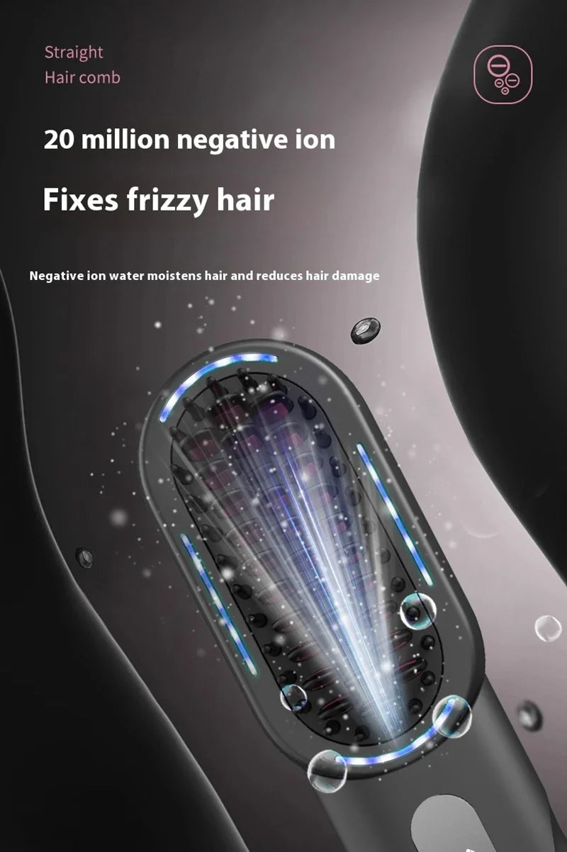 Wireless Straight Curling Hair Comb Heating Negative Ion Hair Straightener Rechargeable Anti-scalding Electric Hair Care Brushes