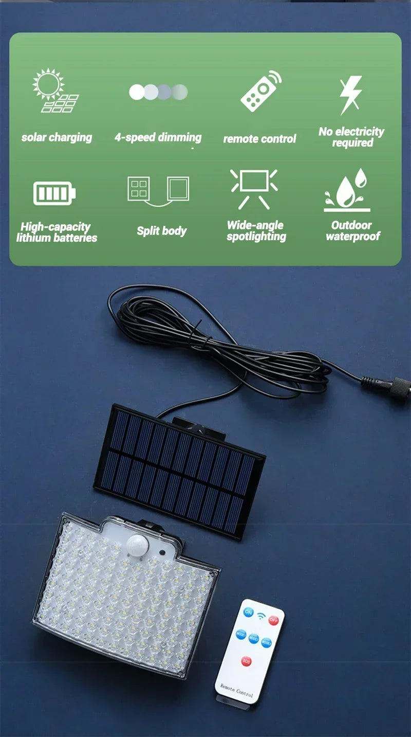 1-2pcs Super Bright 234LED Solar Light, IR Sensor Street Light, Decorative Wall Light, Multiple Switch Modes with Remote Control
