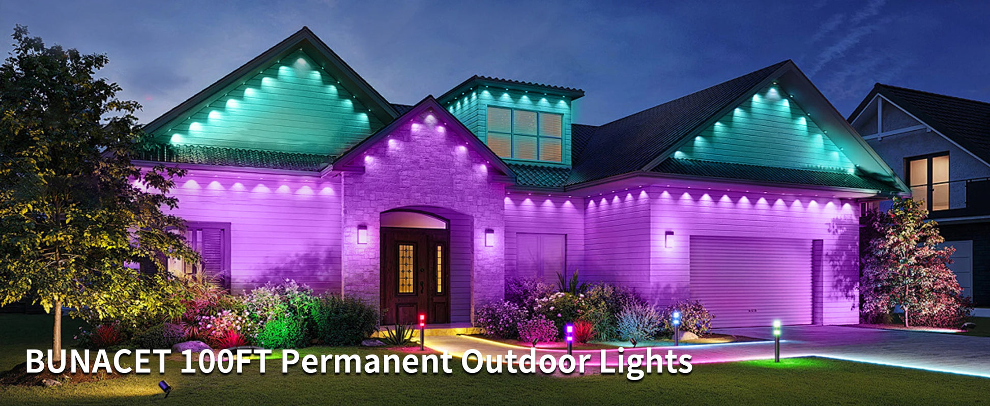 Permanent Eaves LED Smart Outdoor RGB Blueto LED Light for House with Remote Full House Eaves Light Party Christmas Holiday Deco