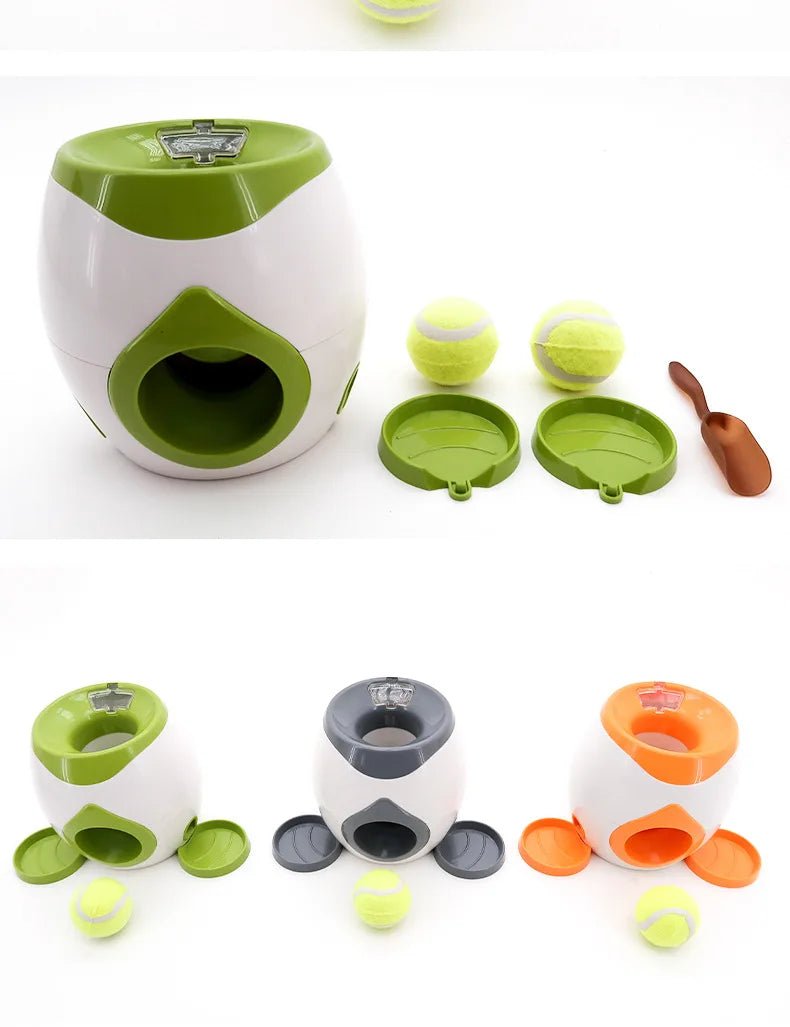 2 in 1 Dog Pet Interactive Toy Tennis Ball Launcher Automatic Throwing Training Reward Machine Fun Feeding Machine Pet Supplies