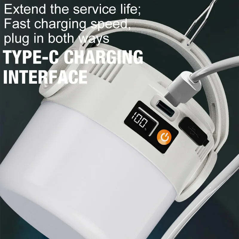 Solar LED outdoor camping lamp portable lamp configuration hook supports TYPE-C charging.