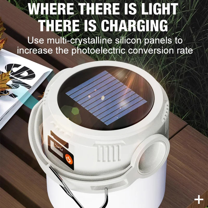 Solar LED outdoor camping lamp portable lamp configuration hook supports TYPE-C charging.