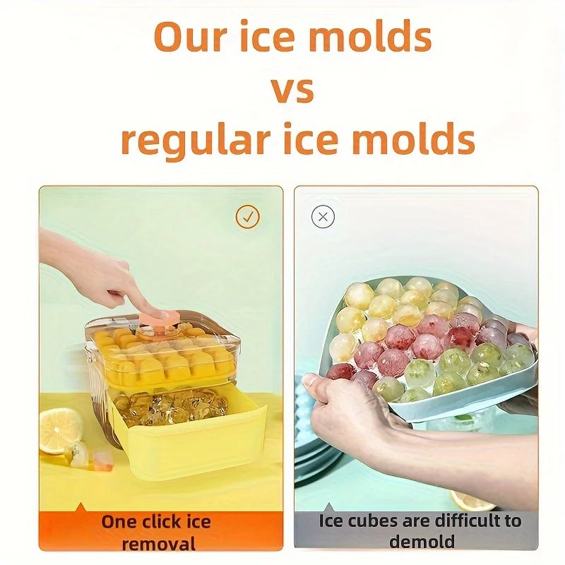 50 Grid Handheld Press Type Ice Cube Mold (no Power Required) Double-layer Design, Essential Kitchen Tool for Refrigerators