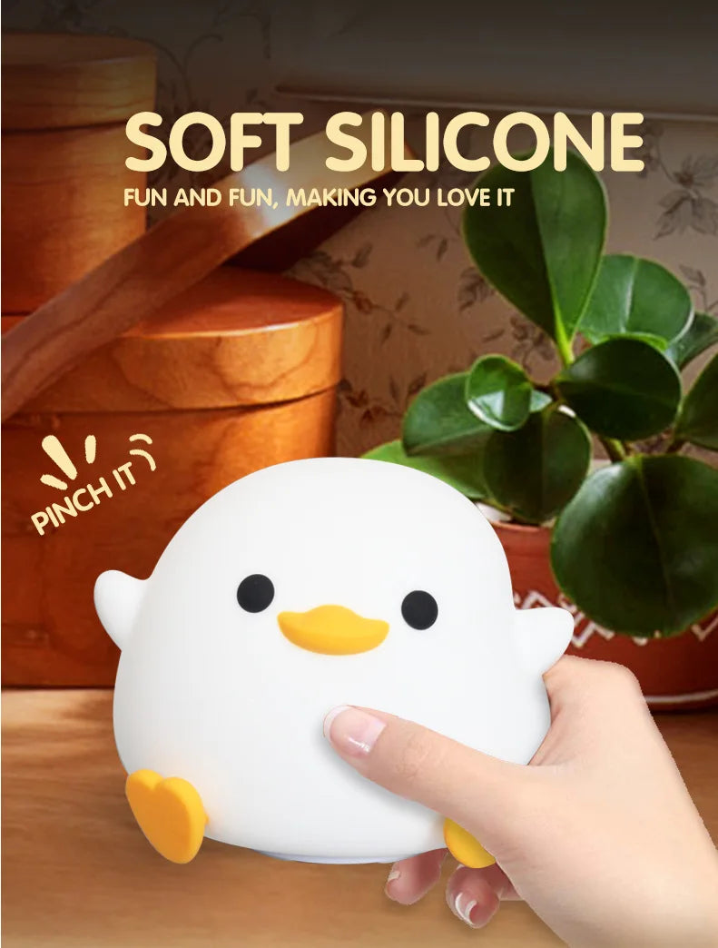 DoDo Duck Silicone LED Bedside Lamp Night Light Cute Duck Dimmable Nursery Nightlight Rechargeable Baby Bedrooms Decoration