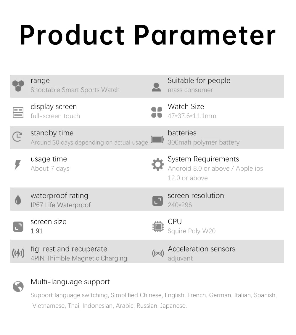 New Smart Watch Women Men Camera Take Photo Record Video Heart rate Sports Fitness Waterproof Bluetooth Call For Android iOS