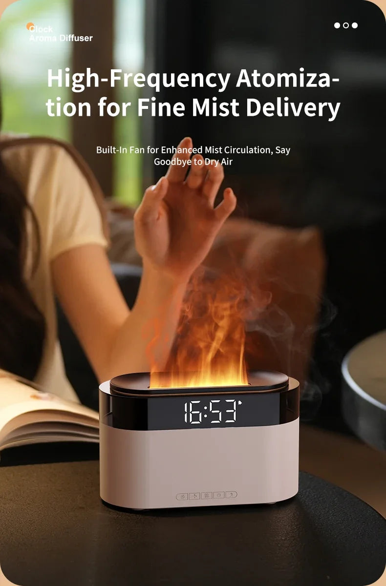 New Air Humidifier Home Colorful Lamp USB Charge Remote Control Essential Oil Spray Aroma Diffuser with Alarm Clock Humidifiers