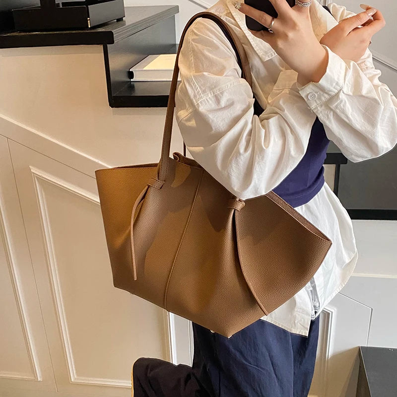 Branded Designer Shoulder Tote Bags For Women Soft PU Leather 2-IN-1 Big Capacity Shopper Tote Set 2025 Luxury Designer Handbags