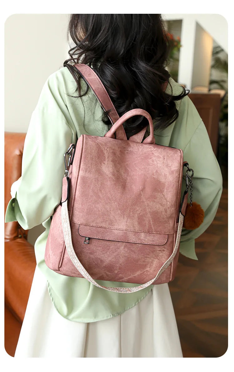 Womens Purse Leather Backpack Purse for Women Fashion Backpack Ladies Designer Ladies Shoulder Bags for Travel College Work